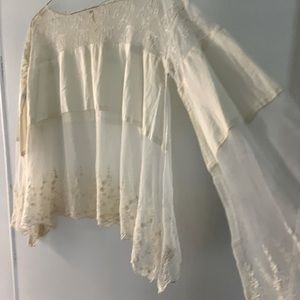 Free People Bell Sleeve Lace Top Size Small